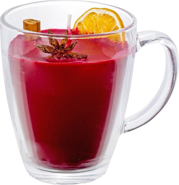 Duftkerze Glühwein von St. Benno Verlag, rote Votivkerze aus Glas für Winter und Weihnachten - Bild 1