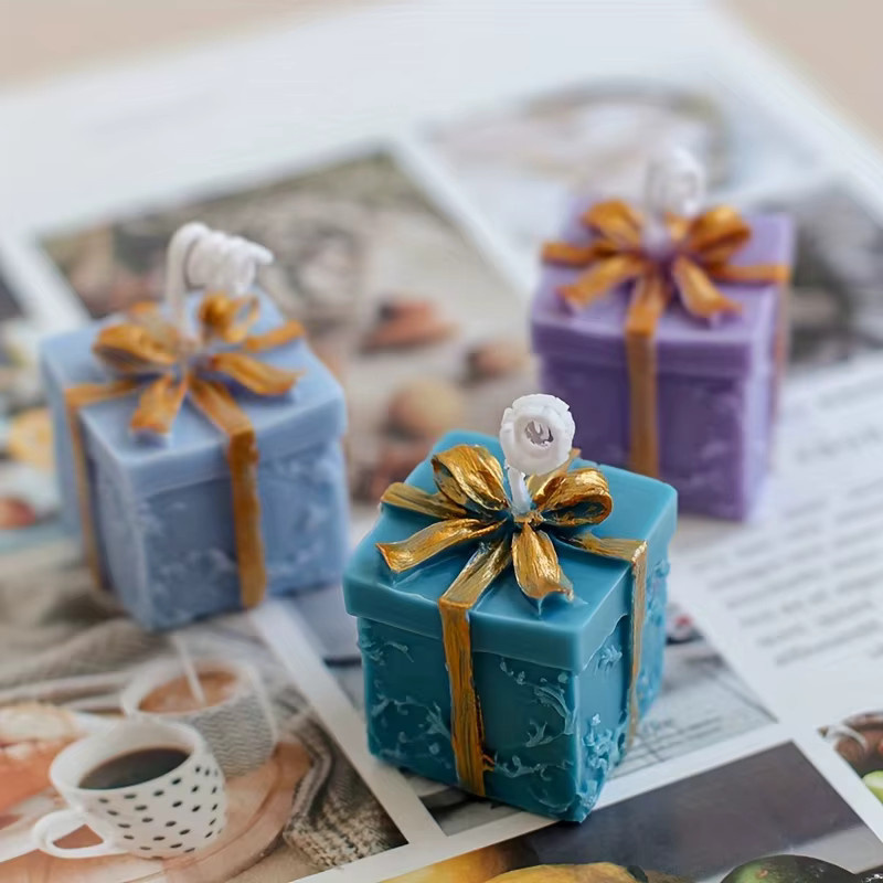 Silikonform für quadratische 3D Geschenkboxen zur DIY Herstellung von Aromatherapie Kerzen aus Wachs oder Gips, Mehrfarbig - Bild 4