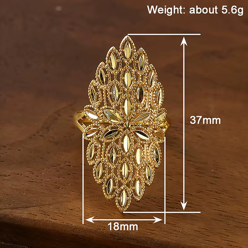 Huitan Ring, Goldfarbe, Hohlmuster, Damen - Bild 2