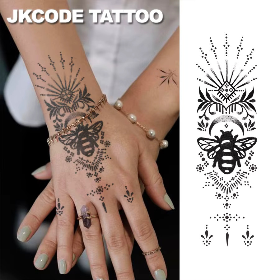 JKCODE TATTOO Mehndi-Design Semi-Permanente Tattoos, Wald-Thema Biene, Kinder - Bild 3