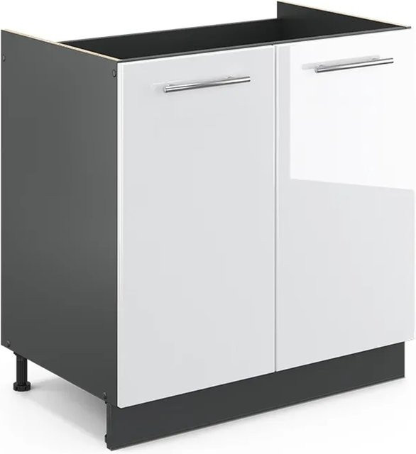 Vicco Spülenunterschrank Fame-Line Weiß Hochglanz Anthrazit Breite: 80 cm - Bild 2