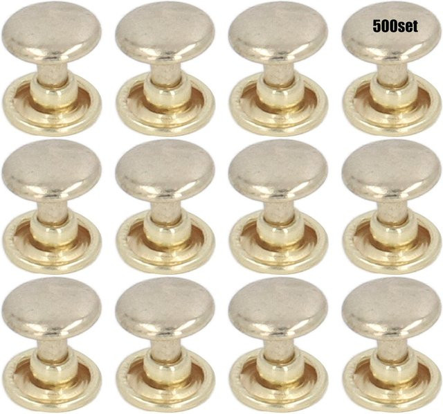 500er Set GoolRC Metallnieten aus Eisen in Gold, 8 mm Durchmesser für DIY-Projekte und Lederarbeiten - Bild 1