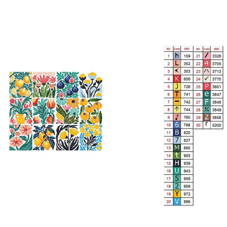 Evershine Mini Diamant Mosaik Set mit Zitronen und Blumen, 12 Stück, Multicolor, Floral, Rechteckig - Bild 4