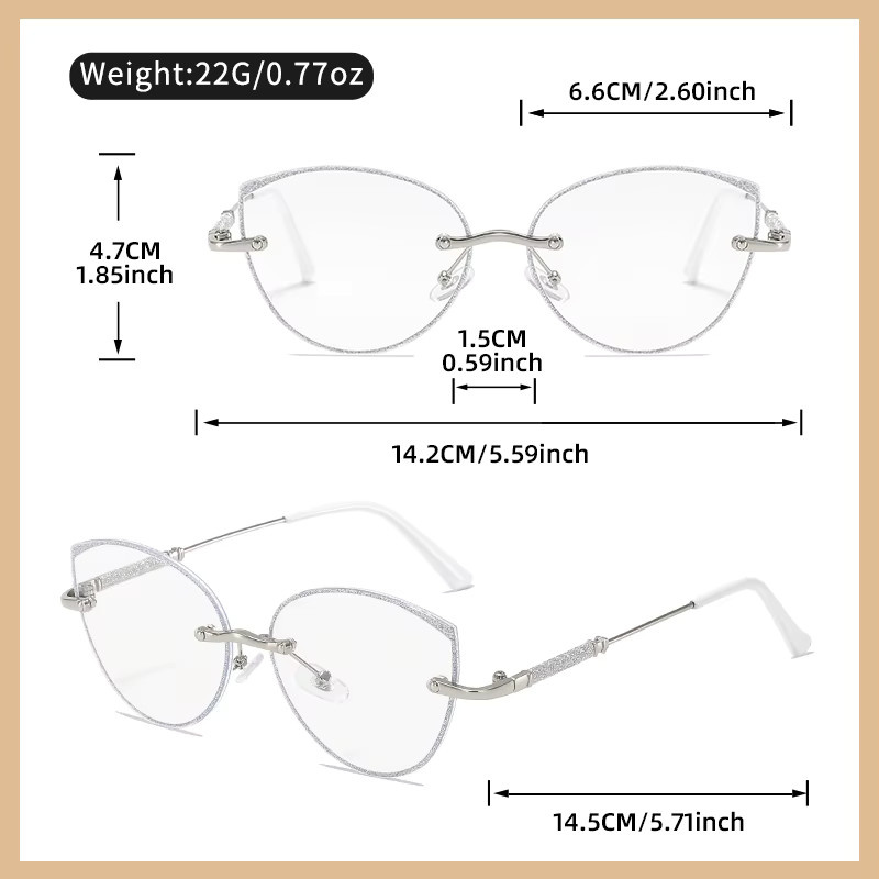 Oyalie Lesebrille, randlos, Cat-Eye, Metall, silber - Bild 2