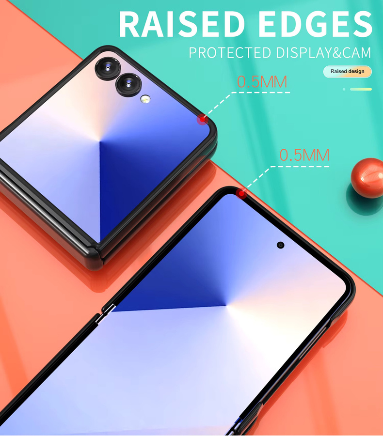 Stoßfeste Panzer-Ring-Handyhülle mit Scharnier-Verbindung für Samsung Galaxy Z Flip 7, Z Flip 6 und Z Flip 5 aus hartem PC in Schwarz und Gold - Bild 3