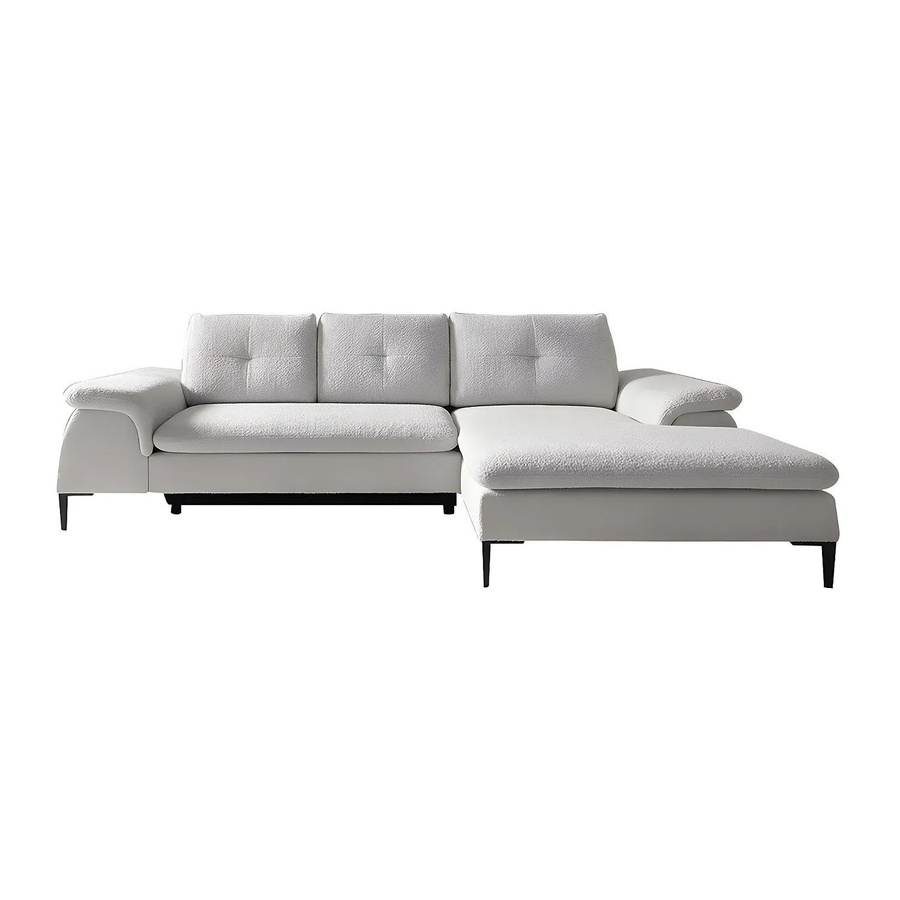 Vente-unique Schlafsofa Jolesa in Weiß mit Bouclé-Stoff, L-Form, Breite: 268 cm - Bild 2