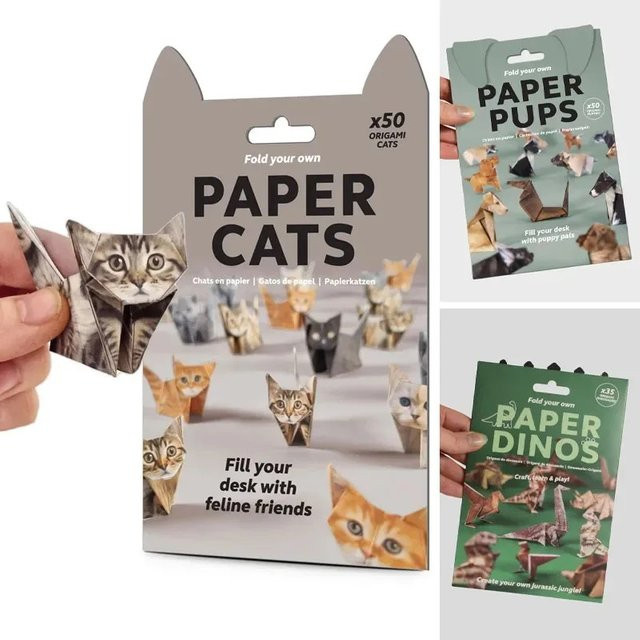 Kreatives DIY Origami-Papier Set mit 50 farbigen Blättern für handgemachte Tierfiguren wie Katzen, Hunde und Dinosaurier - Bild 1