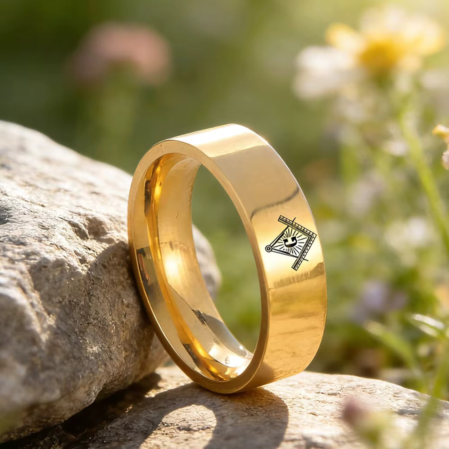 Dawapara Freimaurer-Symbolring, Edelstahl, 8mm, Unisex - Bild 2