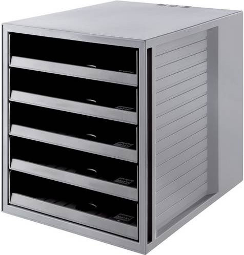 HAN Schubladenbox KARMA Dokumentenbox mit 5 Schubfächern für DIN A4, Grau, B: 27,5 cm, T: 33 cm, H: 32 cm - Bild 1