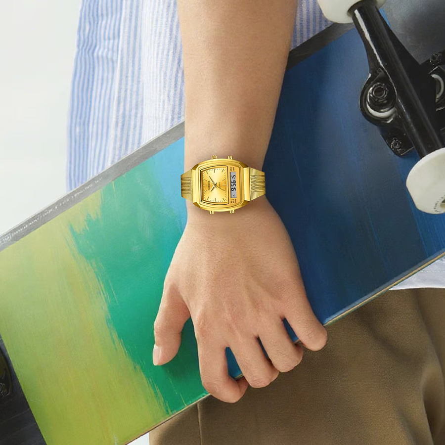 FOXBOX Armbanduhr, Quarz, Analog-Digital, Gold, Edelstahl, Herren - Bild 6