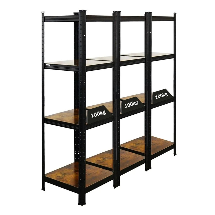 PROREGAL 3er Set Vintage Series Schwerlastregal Ragnar in Vintagebraun-Schwarz, H x B x T: 150 x 45 x 45 cm - Bild 2