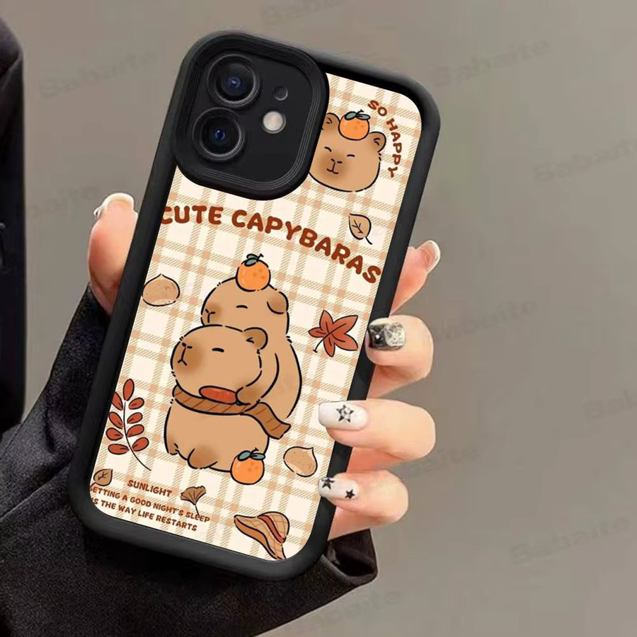 Weiche Silikon-Handyhülle mit Cartoon-Capybara Design für Apple iPhone 11 12 13 14 15 16 17 Pro Max in Multicolour - Bild 2