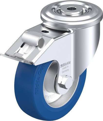 Blickle LKR-ALBS 125K-FI Lenkrolle mit Feststeller in Silber, Rad-Durchmesser: 125 mm, Tragfähigkeit: 350 kg - Bild 1