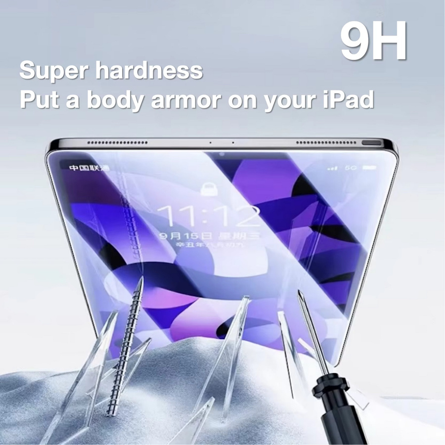 Displayschutzfolie aus gehärtetem Glas für Apple iPad Pro, Air und mini, transparent, inklusive Staubentfernungsset - Bild 3