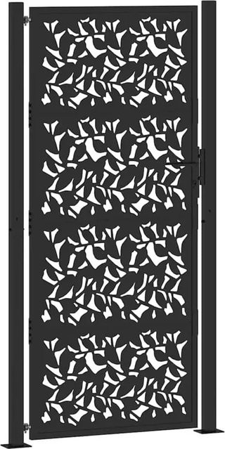 vidaXL Gartentor aus verzinktem Stahl in Schwarz, Einzeltores, B: 110 cm, H: 205 cm - Bild 1