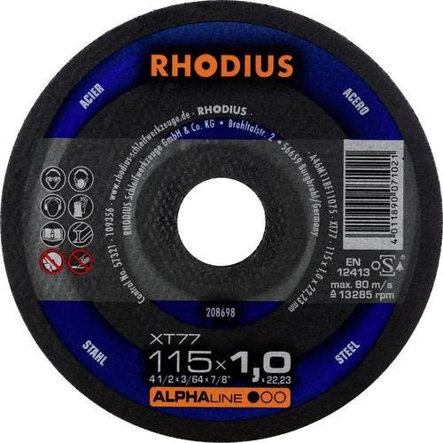 Rhodius ALPHAline XT77 Extradünne Trennscheibe für Metall, Schwarz, Durchmesser: 115 mm - Bild 1
