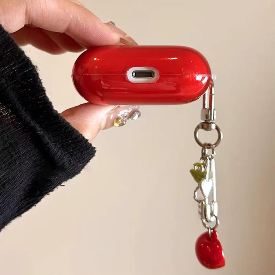 Stoßfeste TPU-Schutzhülle für Apple AirPods 4 und Pro 2 in Transparent, Rot oder Grün mit Trageriemen - Bild 4