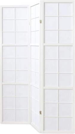 Homestyle4u 3-tlg. Shoji Paravent aus Holz und Reispapier in Weiß, B: 132 cm, H: 175 cm