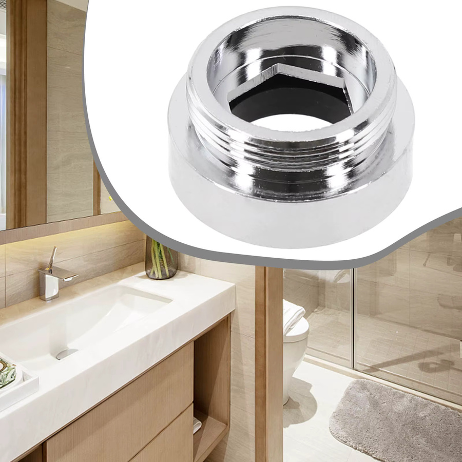 VIBRATITE Wasserhahn-Adapter aus Messing mit 2 Dichtungen für die Küche, silberfarben - Bild 2