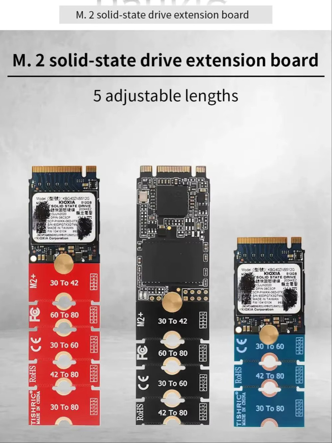 TISHRIC SSD NVME NGFF M.2 Erweiterungsplatine in Rot für 2230/4222/2260/2280 Längen - Bild 4