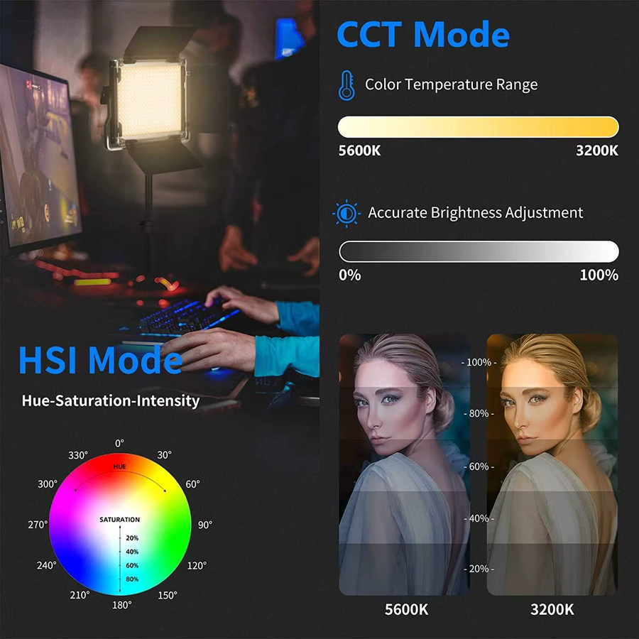 NEEWER 660PRO RGB LED-Videoleuchte in Schwarz mit 50W Leistung, APP-Steuerung und 360 Grad Vollfarb-Beleuchtung sowie CRI 97 und Barndoor- sowie U-Form-Blendenunterstützung - Bild 4