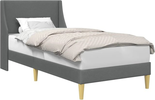 vidaXL Bettrahmen mit Kopfteil in Dunkelgrau aus Stoff und Sperrholz, B/T/H: 90 x 200 cm - Bild 1