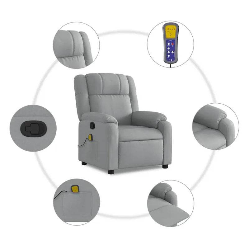 Vidaxl Ausklappbarer Massagesessel in Grau mit Stoffbezug im modernen Design - Bild 5