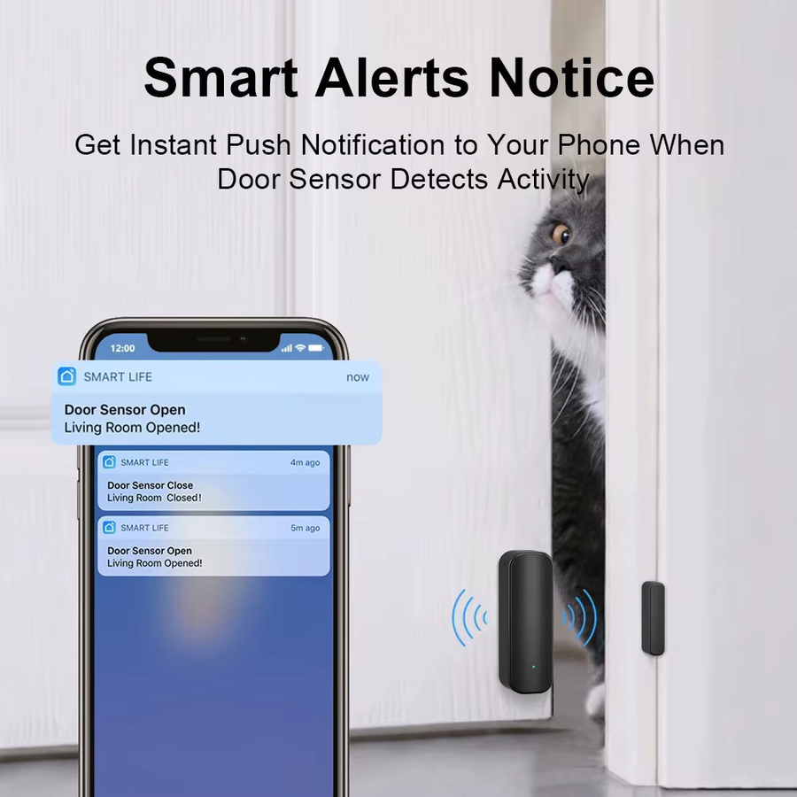 ONENUO Zigbee Fenster-Tür-Sensor in Schwarz für dein Smart Home Security Alarm System mit Sprachsteuerung - Bild 5