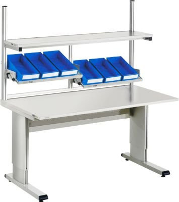 Treston Arbeitstischsystem WB815, stufenlos höhenverstellbar, Melaminplatte, Farbe: hellgrau, B/T/H: 150 x 80 x 70–110 cm, Tragkraft: 300 kg - Bild 1