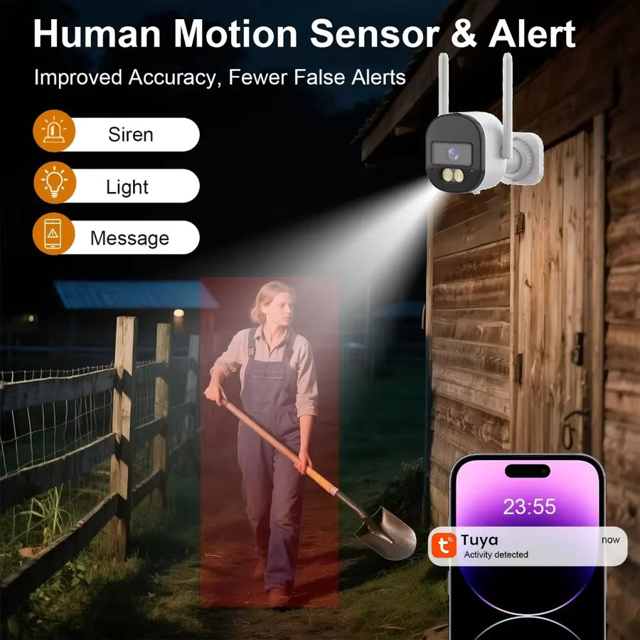 Tuya WLAN PTZ-Außenkamera mit 5MP Auflösung, 10-fach Zoom, Vollfarb-Nachtsicht und Bewegungserkennung in Weiß - Bild 5