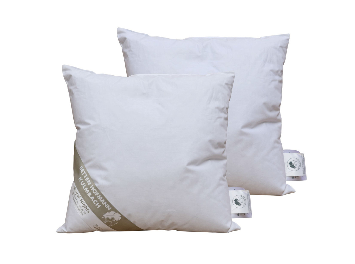 2er-Set Betten Hofmann Daunenkissen aus Baumwolle, Farbe: Weiß, B/T/H: 40 x 40 x 40 cm - Bild 1