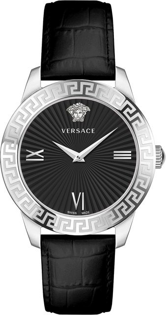 Versace Armbanduhr, Quarz, Edelstahl, Leder, Schwarz, 38 mm, Damen - Bild 1