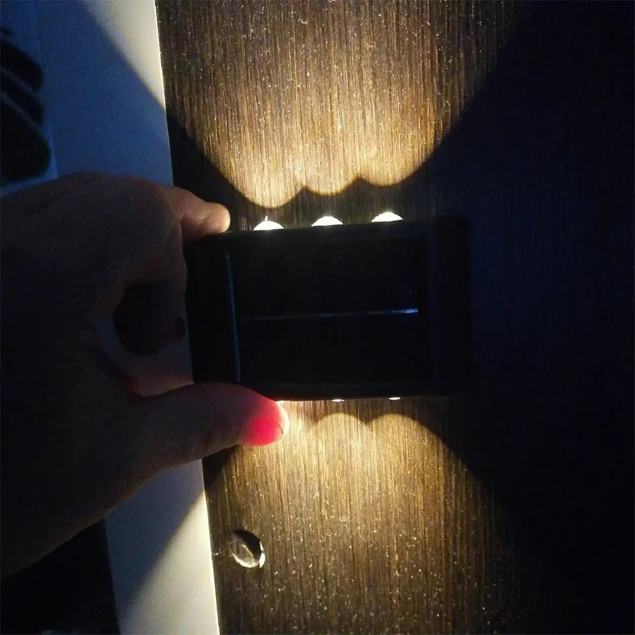 Heinast LED-Solarleuchte für den Außenbereich in Schwarz mit warmweißem Licht, wasserdichte Solar-Wandleuchte für Garten und Zaun, Up-and-Down-Beleuchtung, rechteckiges Design - Bild 6