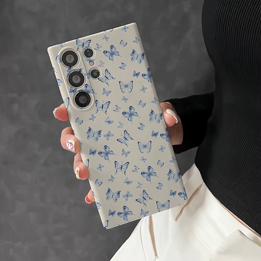 Stoßfeste Doppelschicht Handyhülle mit blauem Schmetterlings-Design für Samsung Galaxy S26 S25 S24 S23 Ultra Plus - Bild 3