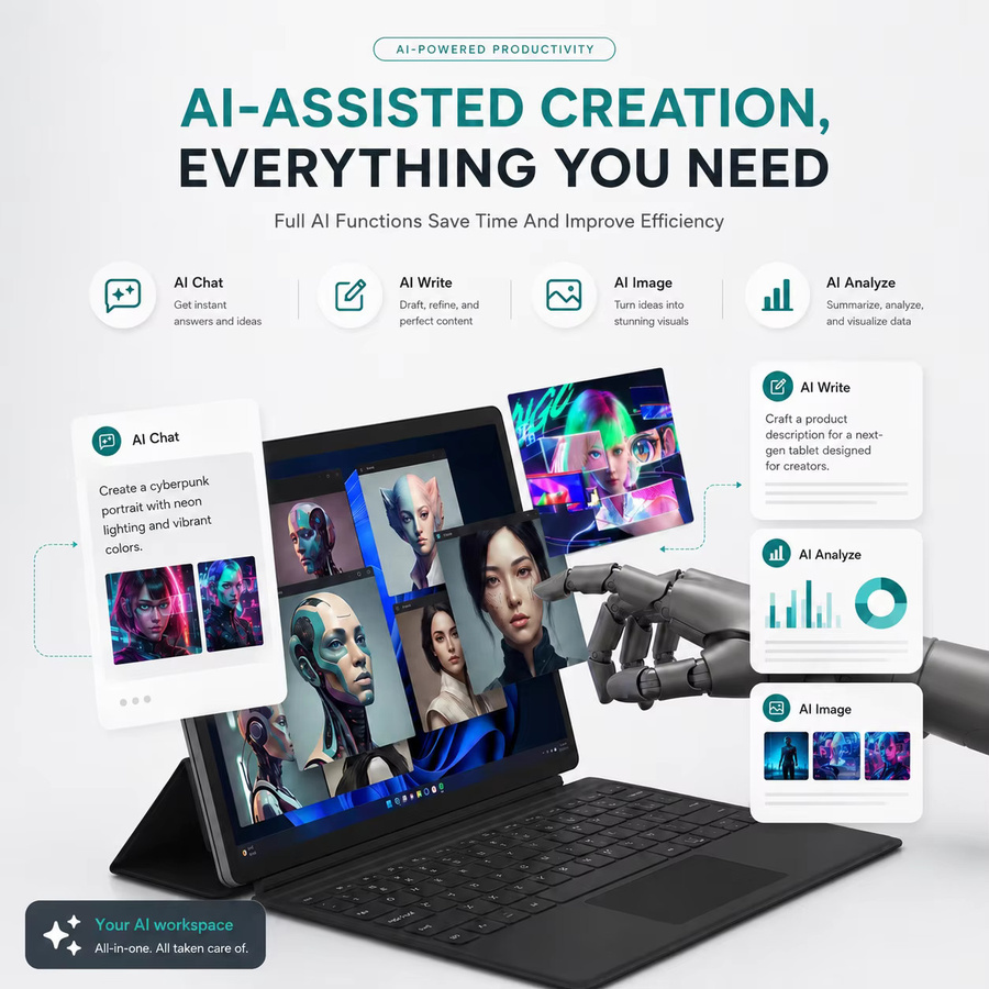 Ninkear S13 2-in-1 Laptop mit Intel Prozessor, 12GB RAM, 512GB SSD, 13-Zoll 3K Touchscreen und Windows 11 Tablet-PC inklusive abnehmbarer Tastatur - Bild 4