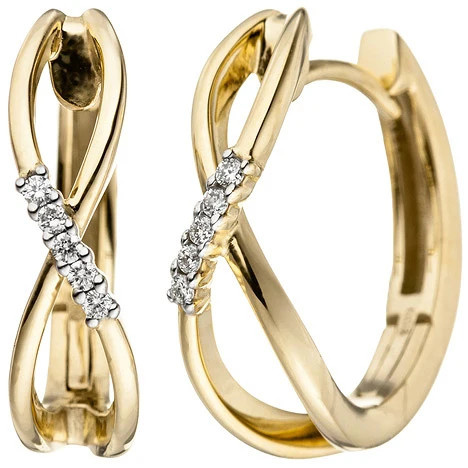 Colfem Creolen 585 Gelbgold, 10 Diamanten Brillanten, Unisex - Bild 1