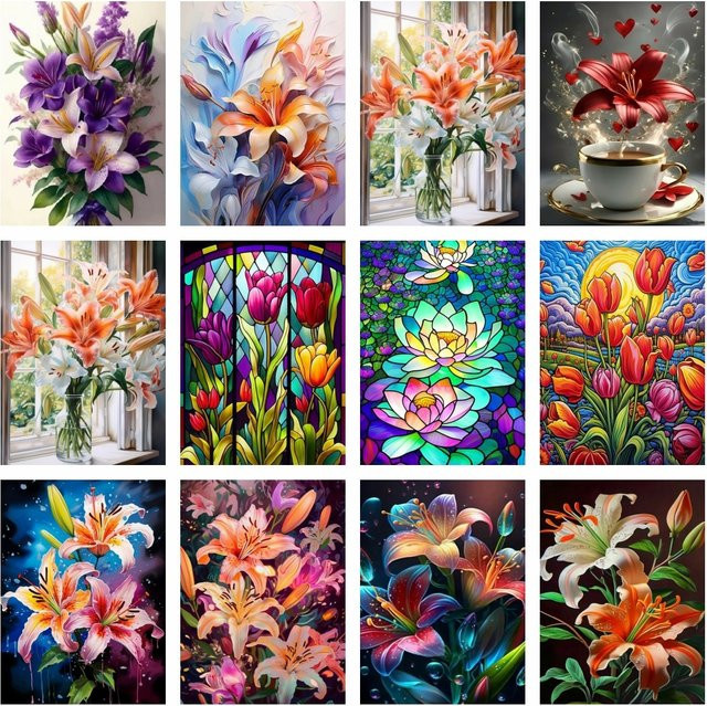 AZQSD Diamantgemälde Lilienblume mit Blumenmuster in Multicolour, B/H: 30 x 40 cm - Bild 1