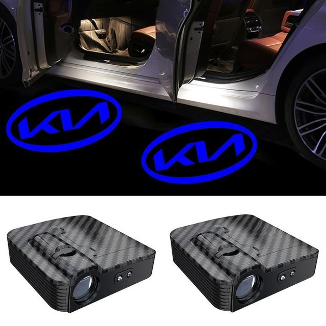 2 Stück LED Auto Tür Willkommenslicht HD Laser Projektor Lampe in Schwarz für KIA Rio Sportage K2 K3 K5 KX7 Cerato Forte Optima Ceed Soul Picanto - Bild 1