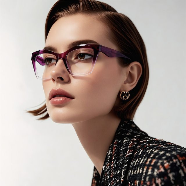 TWOOO Cat-Eye Korrektionsbrille, Damen, Vollrand, TR90, Anti-Blaulicht - Bild 1