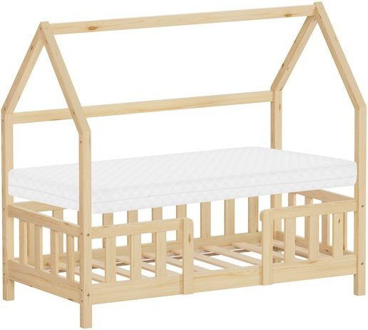 ML-Design Kinderbett im Haus-Design aus Kiefernholz mit Matratze, Farbe Beige, B/T/H: 140 x 70 x 80 cm - Bild 1