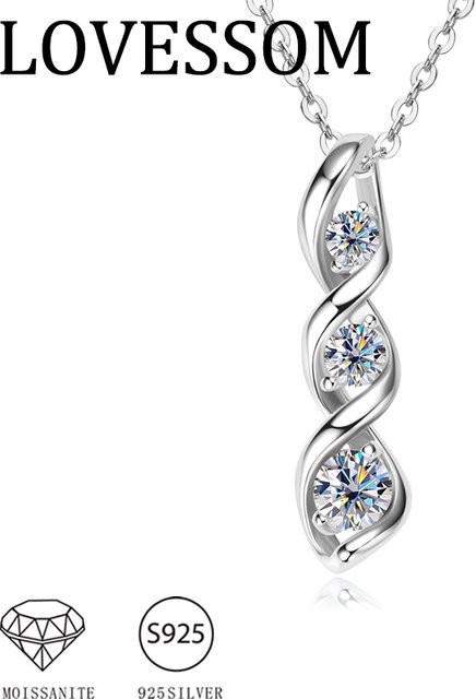 LOVESSOM Halskette mit Anhänger, 925 Silber, Moissanit, Unisex - Bild 1