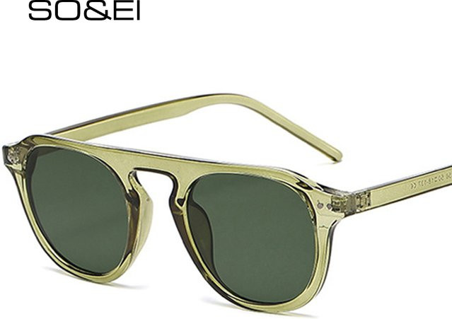 SO&EI Retro-Sonnenbrille, quadratisch, Vollrand, Kunststoff, Unisex, dunkelgrün - Bild 1