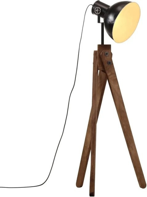 vidaXL Stehleuchte im Industrial Design aus Metall und Holz, Schwarz, E27, B/T/H: 45 x 45 x 120 cm - Bild 1