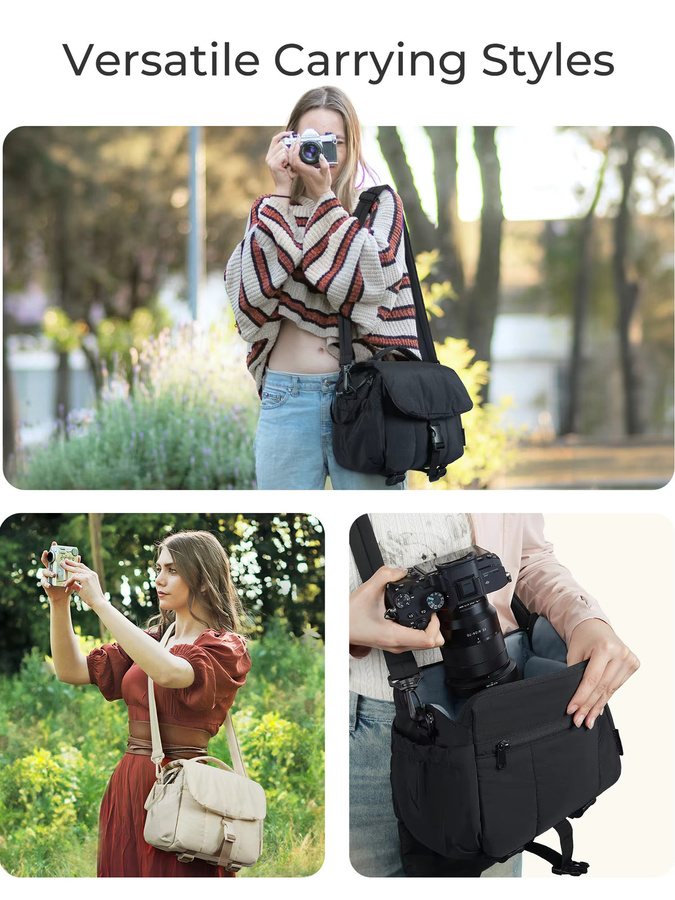 BAGSMART Kameratasche für Fotografen in Beige mit Regenschutz und Stativhalterung, passend für Sony, Nikon, Canon und Panasonic - Bild 2