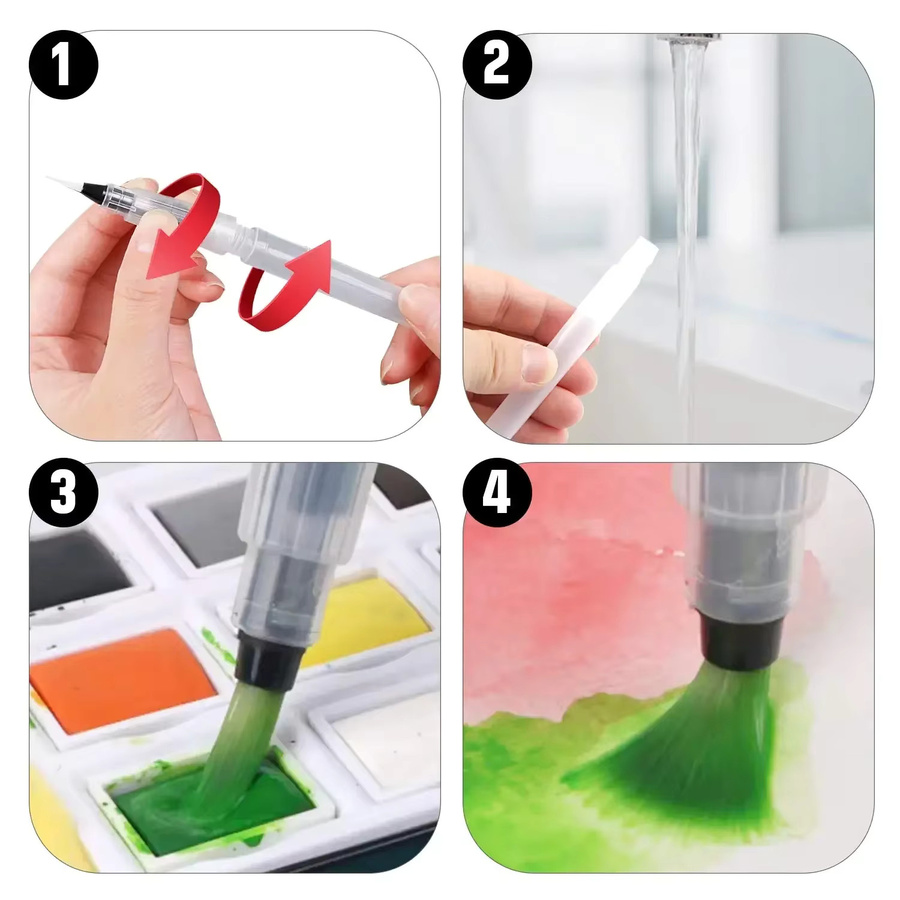 Kissbuty 3/6-teiliges Aquarell-Pinselstift-Set mit nachfüllbaren Markern für Künstlerbedarf - Bild 2