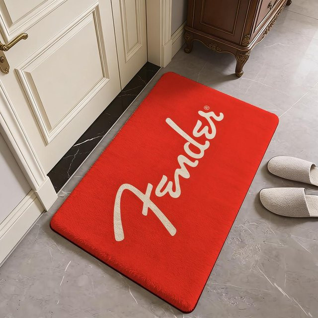 Hot Brand F-FenderS Bodenmatte aus Flanell in Weiß und Rot, rutschfest und waschbar, rechteckig, B/T: 60 x 40 cm - Bild 1