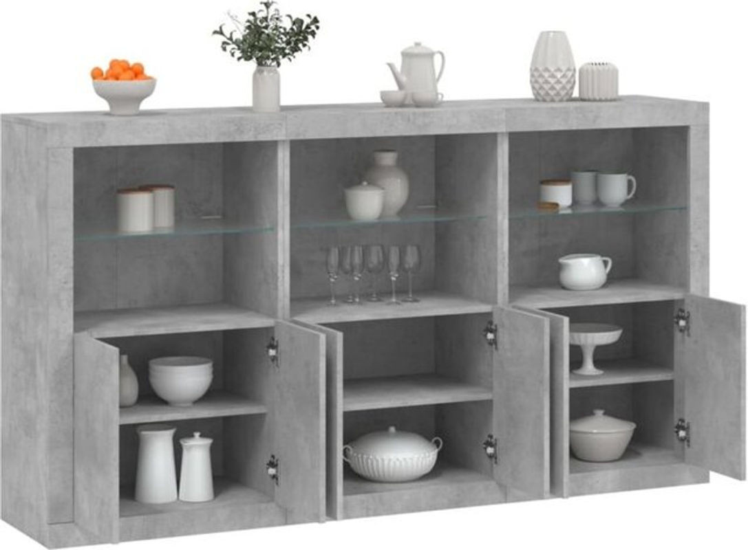 Modernes Sideboard mit LED-Leuchten von vidaxl in Grau, B/T/H: 181,5 x 37 x 100 cm - Bild 1