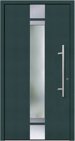 KNOCK Flügelüberdeckende Kunststoff-Haustür Terra in Moosgrün mit Glaseinsatz und RC2-Schutz - Bild 1