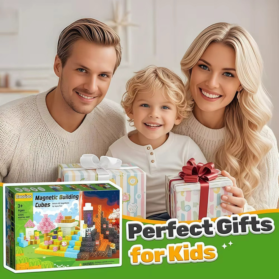 HUATEC Magnetische Bausteine Set mit 84 Teilen, Kreatives STEM Architektur und Straßen Szene Spielzeug für Kinder, Mehrfarbig - Bild 4
