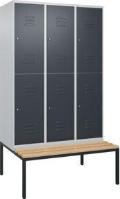 C+P Doppelstock-Spind Classic PLUS Sitzbank mit 3 Abteilen und Buche-Hartholz Sitzfläche, B/T/H: 212 x 120 x 81,5 cm - Bild 1